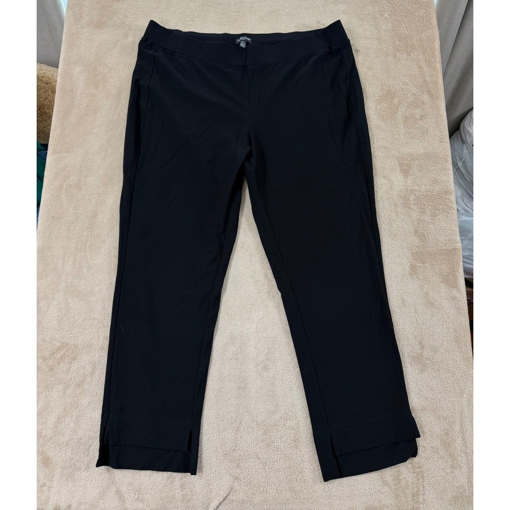 Eileen Fisher Pants Women's size Plus 1X Black Viscose Blend Cropped Pull On EUC